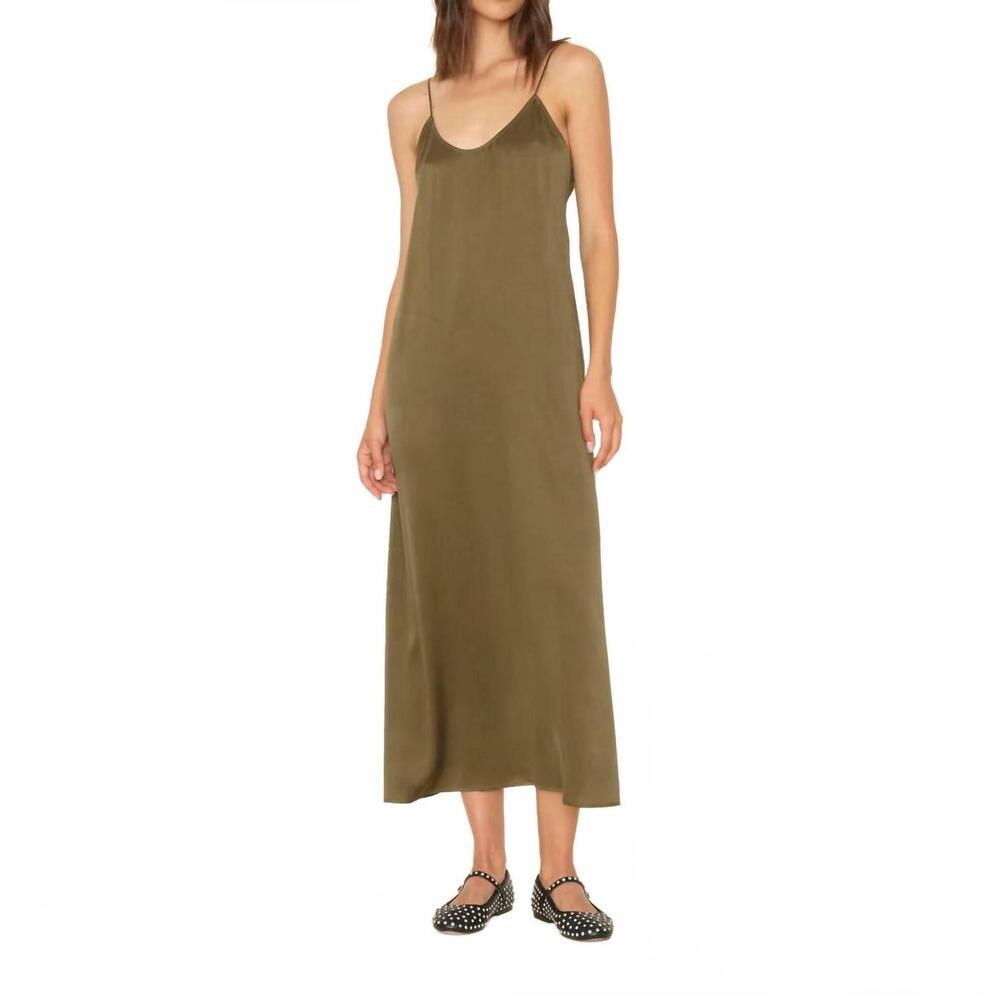 NEW XIRENA destin midi slip dress in golden olive